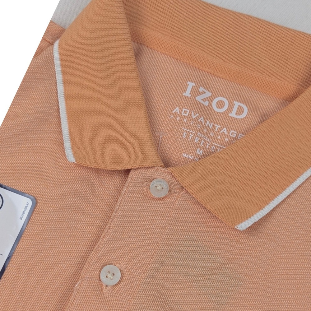 NWT IZOD Mens Performance Polo Shirt Orange Golf Peppy Cool FX Stretch M